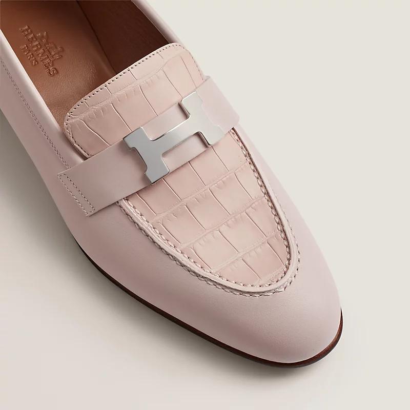 Giày Hermes Paris Loafer Nữ Hồng Nhạt